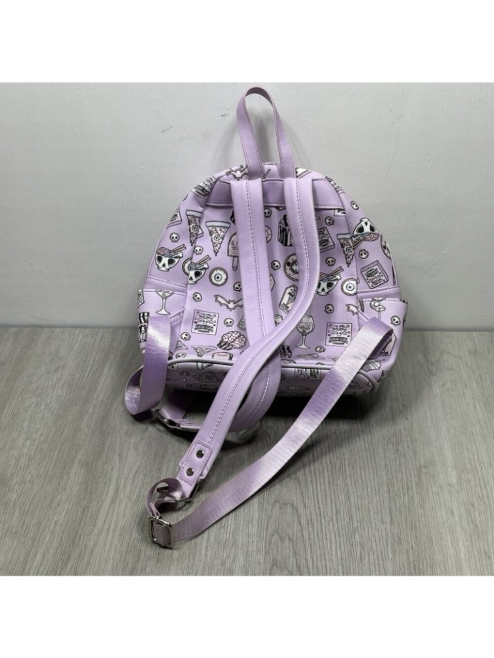 Sleepyville Critters Spooky Food Mini Backpack in Vinyl Skull Halloween Purple - Picture 3 of 9